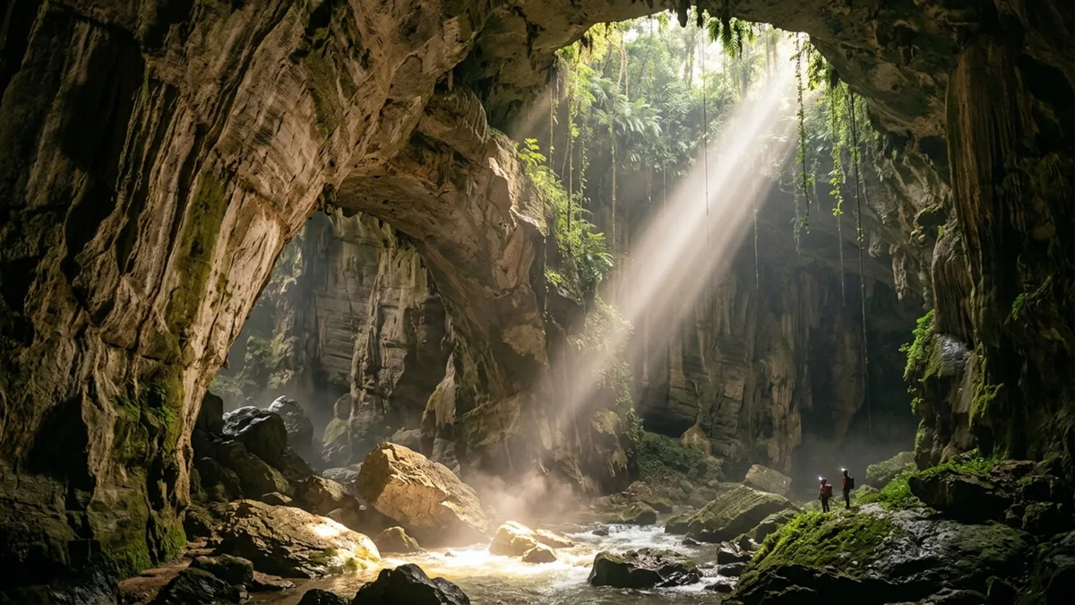 Um cânion brasileiro guarda seis grandes pontos onde o teto das cavernas desabou e a luz passou a alcançar um rio que corria escondido na rocha