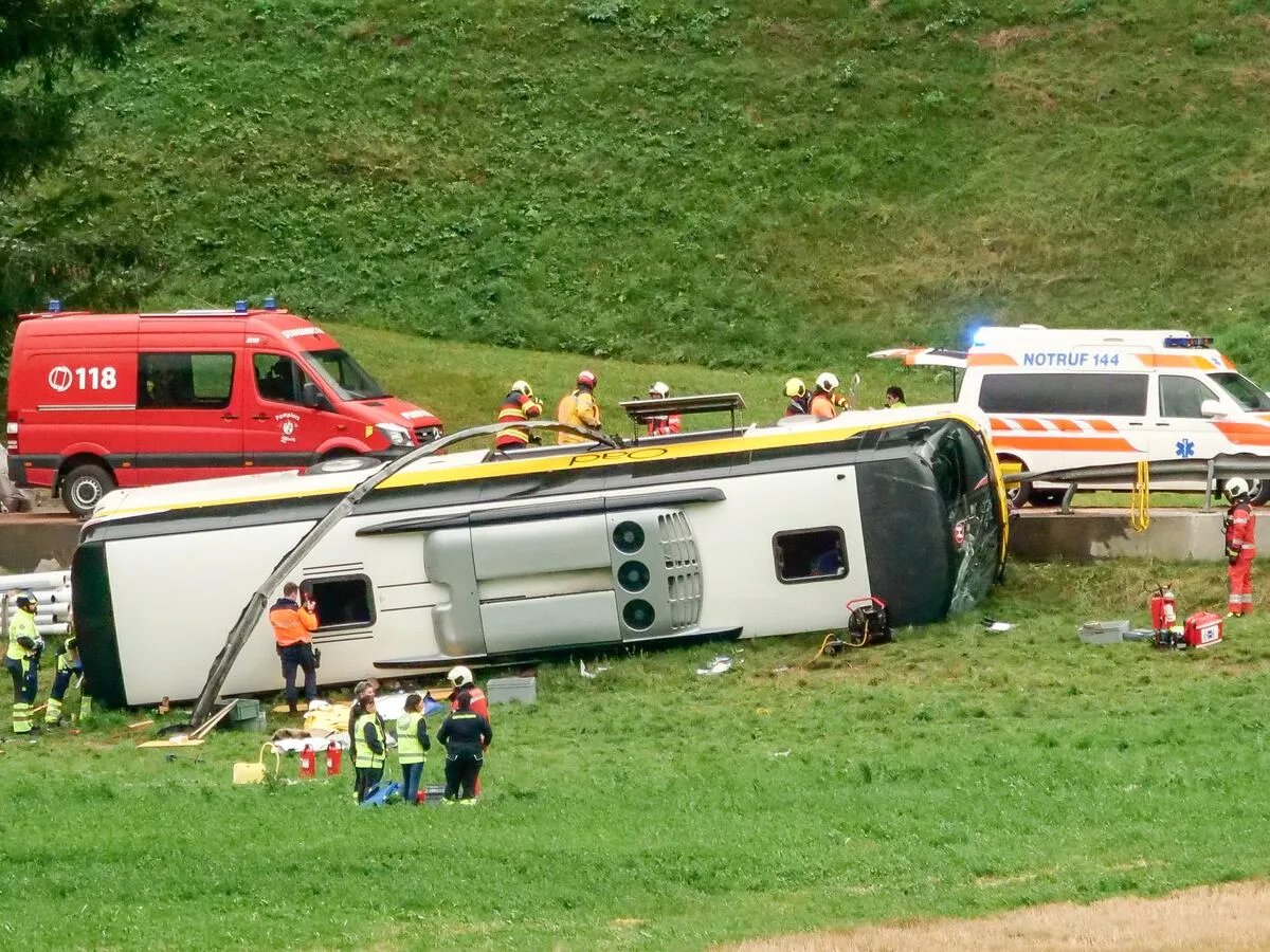 Dutch tour bus overturns in Switzerland, leaving several dead