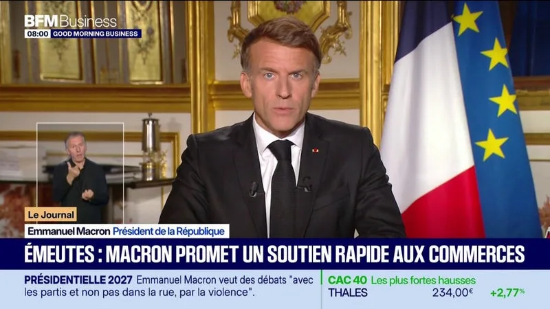 Émeutes: Emmanuel Macron promet soutenir les commerçants
