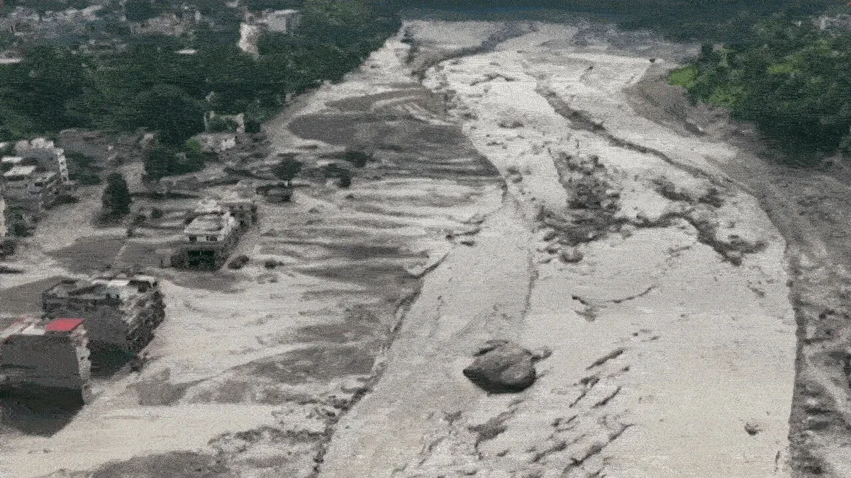 Nepal floods: Aerial views reveal trail of destruction after powerful surge of ice, mud and boulders