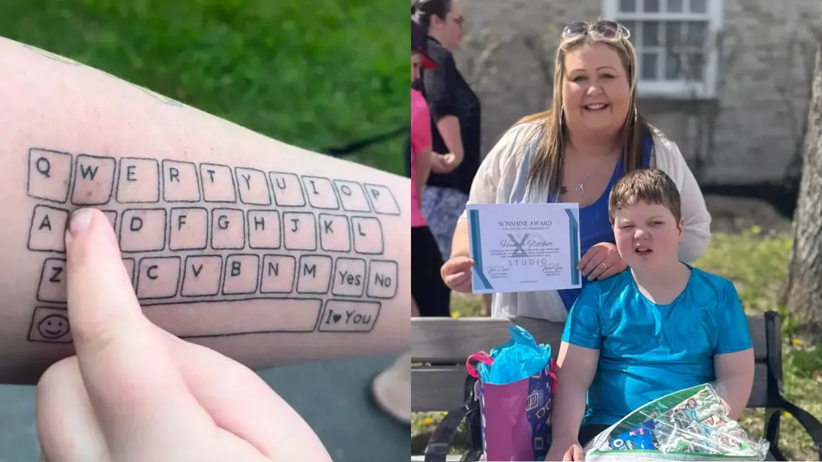 Canadian mom gets a keyboard tattooed on her arm so her autistic son can ‘talk’