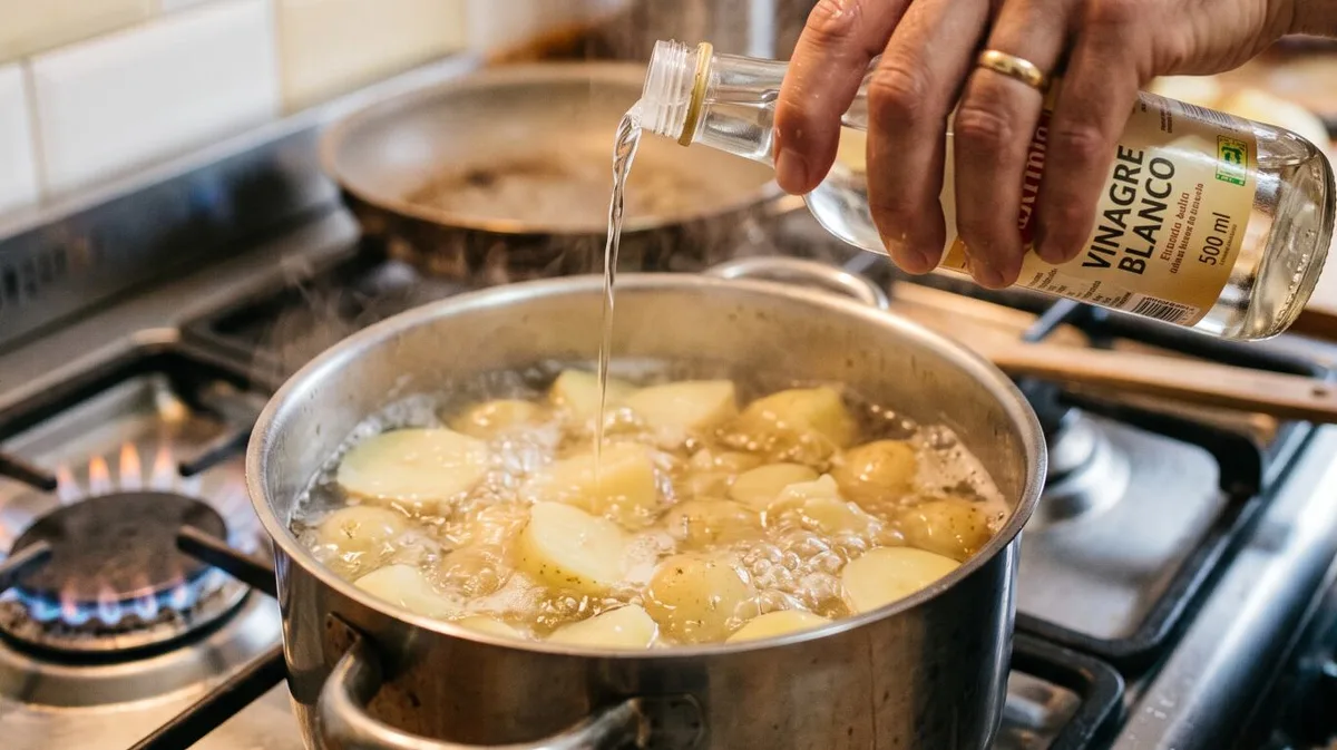Agregar un chorrito de vinagre al agua donde hervís las papas: para qué sirve y por qué lo recomiendan los cocineros