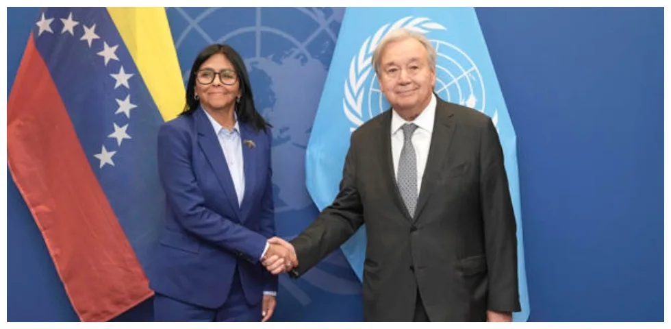 Guterres recibe a Delcy Rodríguez antes de reunión con Trump y de intervenir en ONU