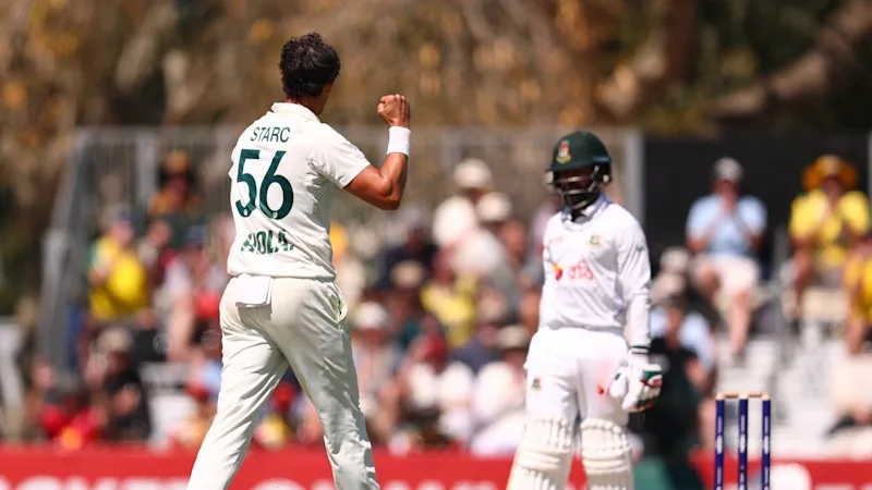 Starc strikes early again as Bangladesh chase Australian lead on day two