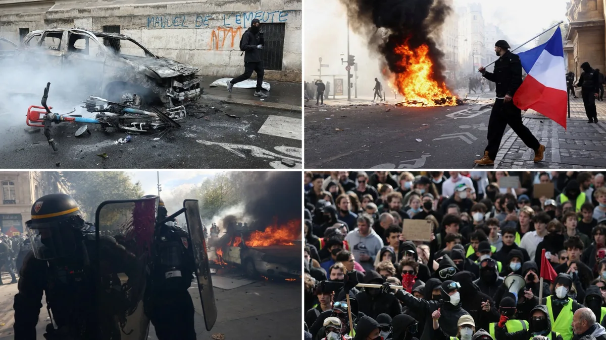 France protests turn violent: Fires, looting and 1,200 arrests; Macron vows action