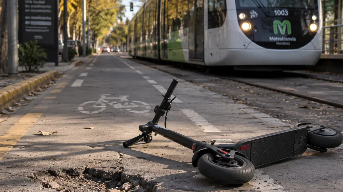 Cayó de su monopatín por un bache y casi lo atropella el Metrotranvía: deberán indemnizarlo con $92 millones