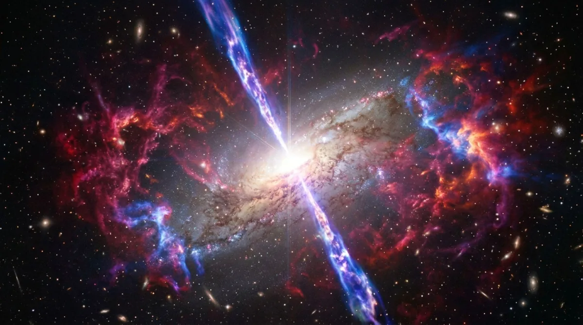 Jatos de um buraco negro alcançaram muito além da parte visível da galáxia e podem estar cortando o combustível de novas estrelas
