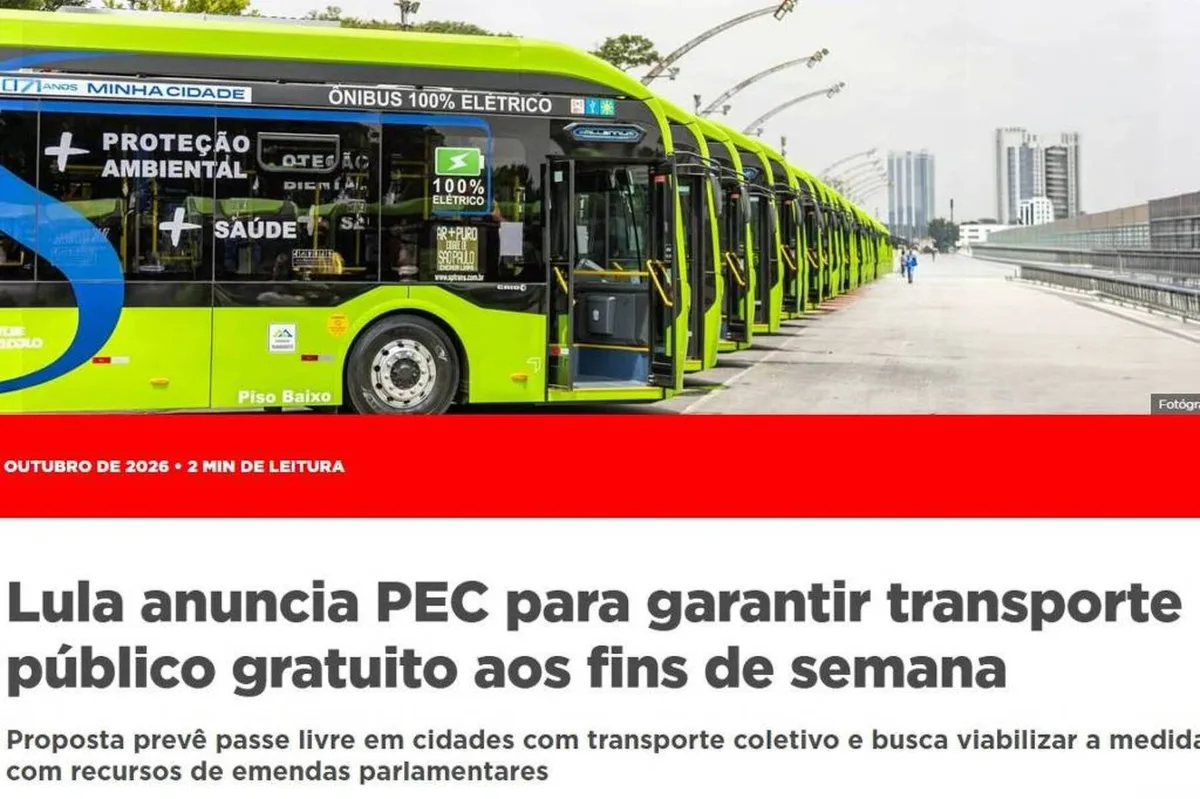 Campanha de Lula ilustra tarifa zero com foto da gestão Nunes