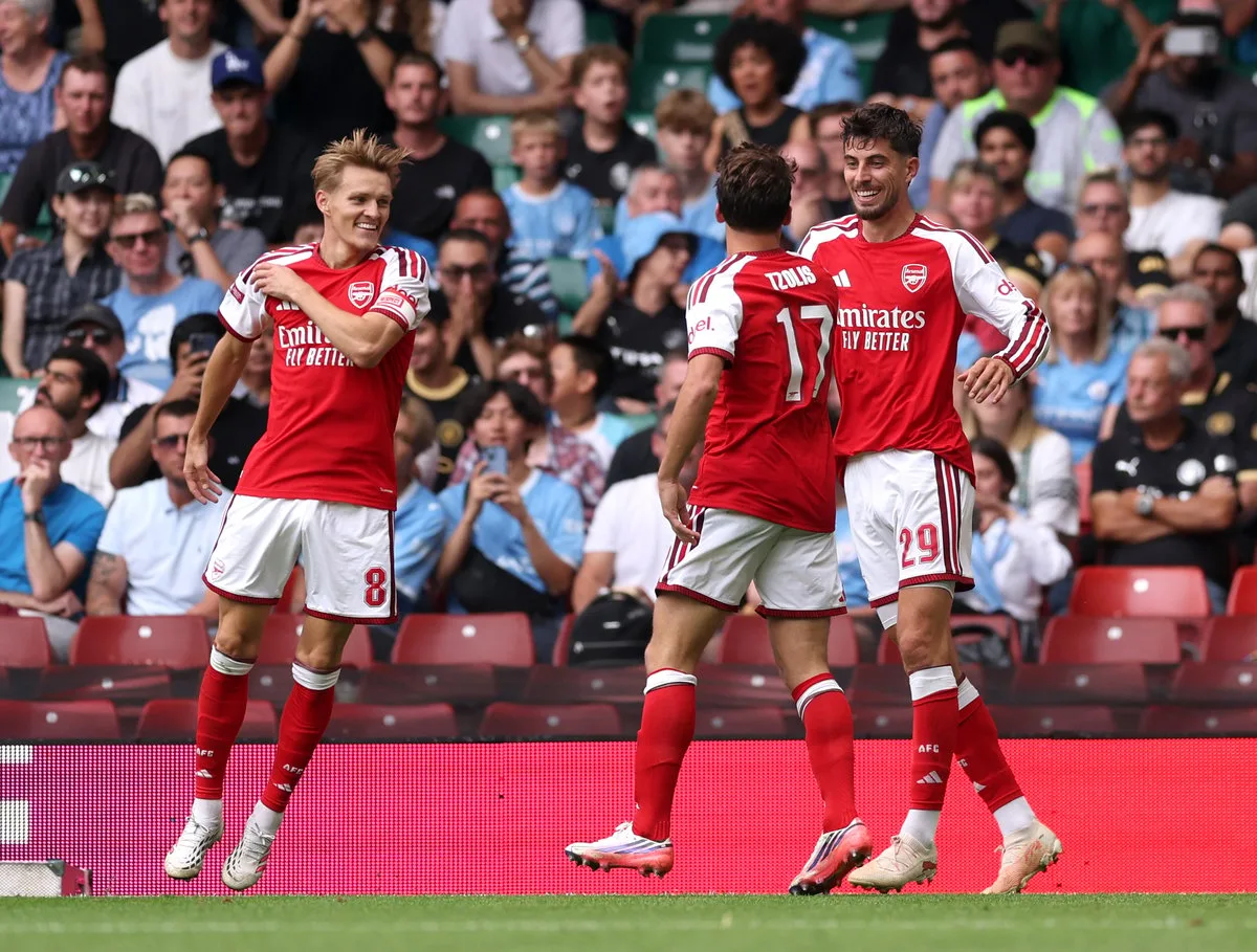 Arsenal player ratings vs Man City: Martin Odegaard stars in Community Shield rout as debutants labour