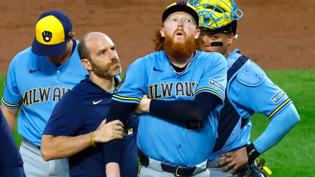 Brewers starter Dustin May lasts one pitch after being hit by line drive vs. Mets