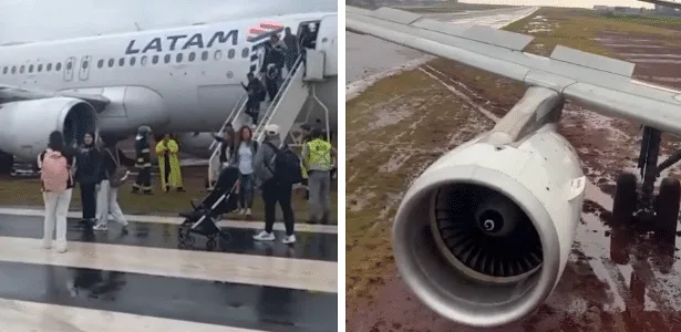 Avião da Latam com 151 pessoas a bordo sai da pista durante pouso no Paraná