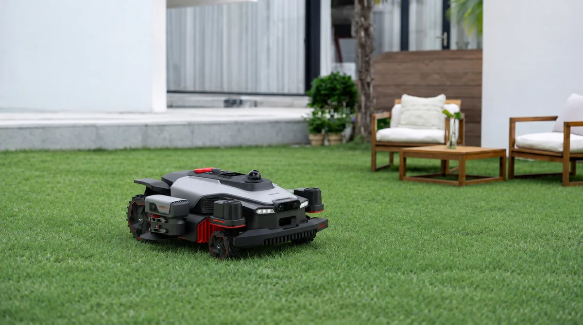 Dreames new robot lawn mower has a swing arm to make for precise edges