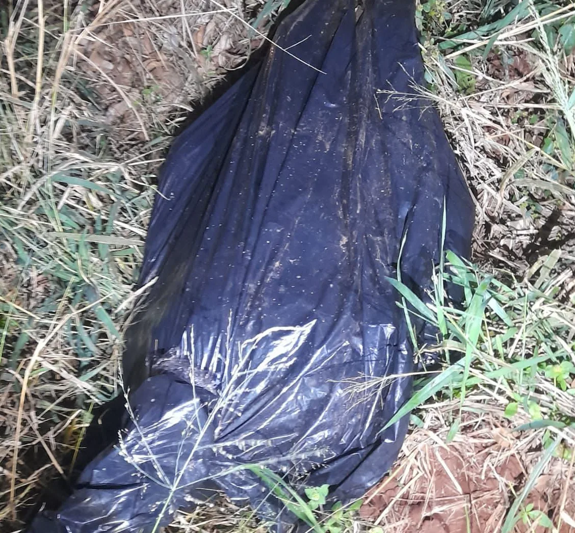 Corpo enrolado em lona preta é encontrado em mata