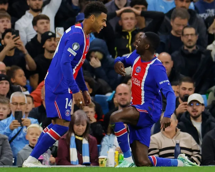 Quickfire Doué and Dembélé inspire PSG to thrilling win at Manchester City