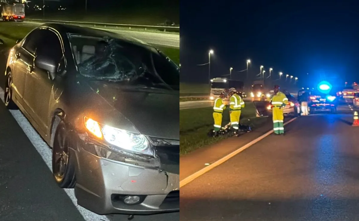 Homem morre ao ser atropelado e arrastado por Honda Civic no Contorno Leste em Piraquara