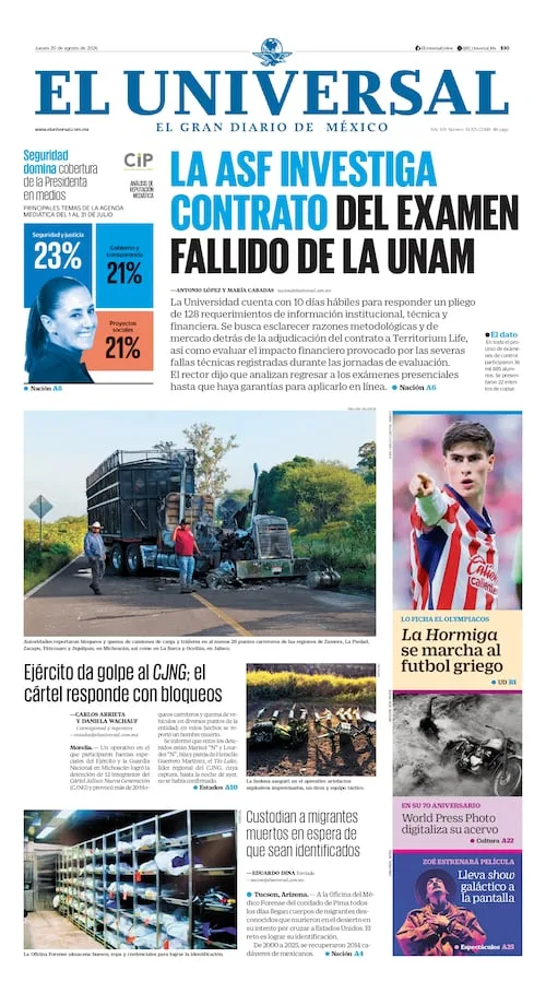 Portada impresa del 20 de agosto de 2026