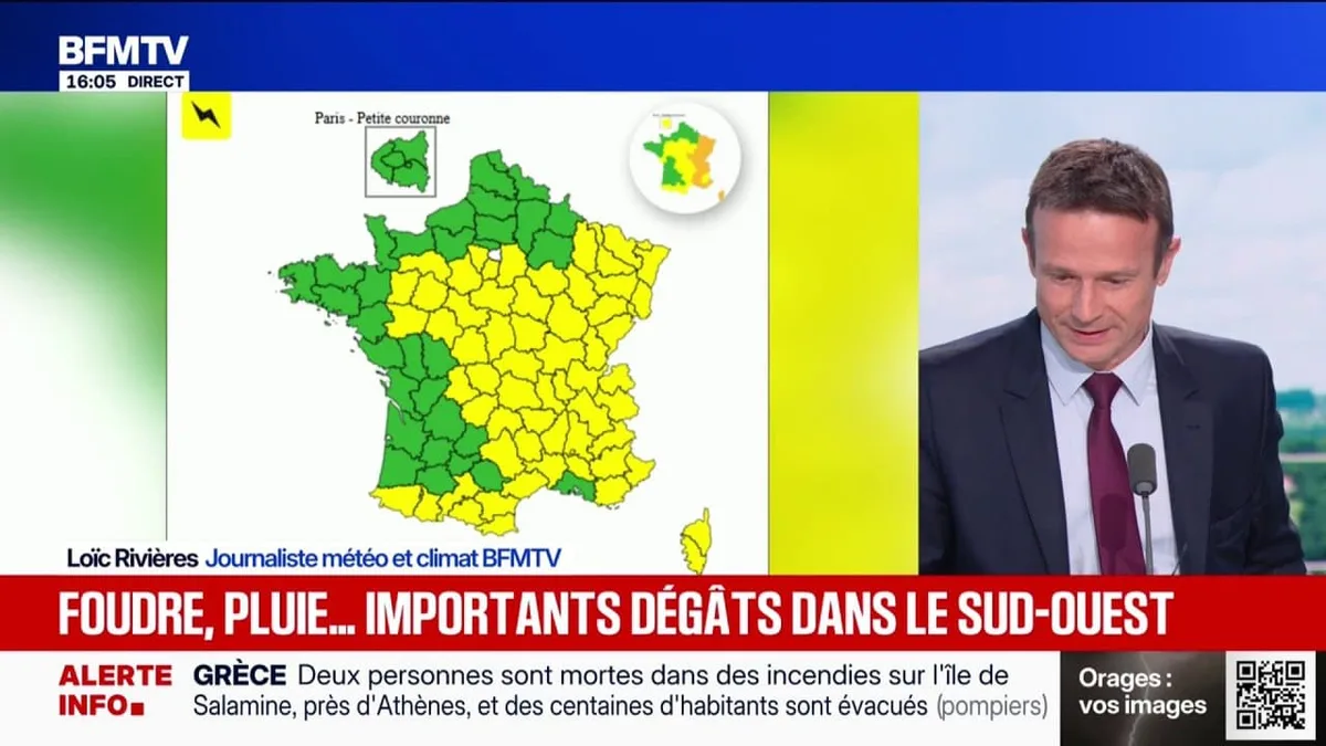 Orages: une grande partie de l'Hexagone en vigilance jaune pour risques d'orages