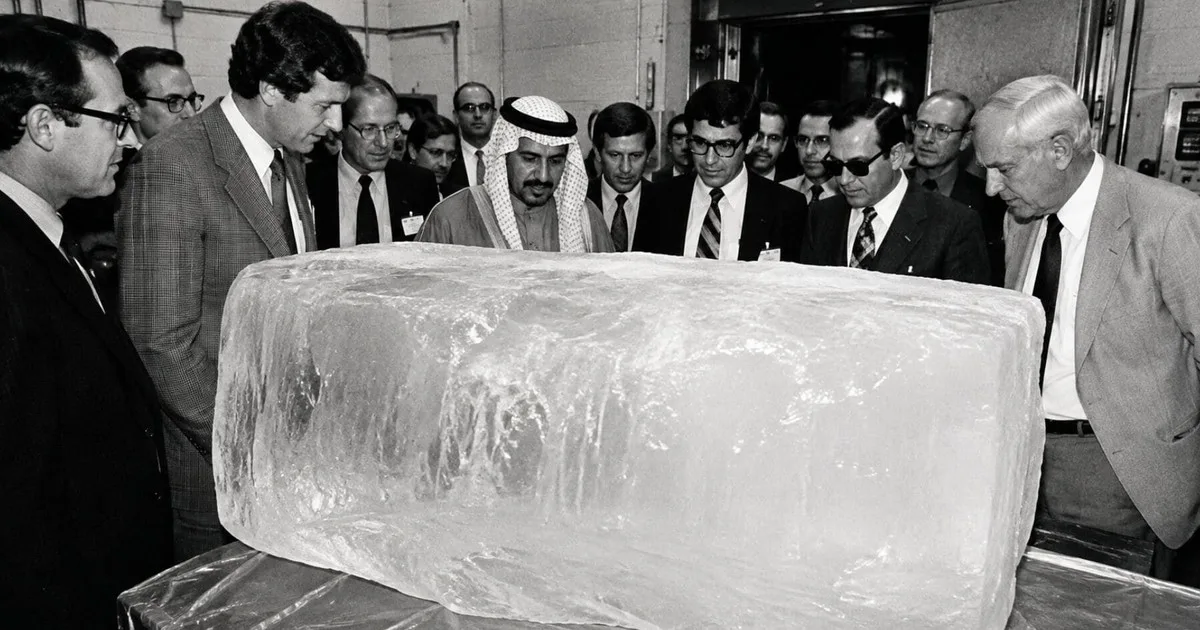 En 1977 llevaron un bloque de hielo de más de una tonelada desde Alaska hasta Iowa para estudiar si los icebergs podían convertirse en una fuente de agua dulce