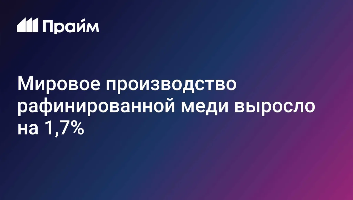 Мировое производство рафинированной меди выросло на 1,7%