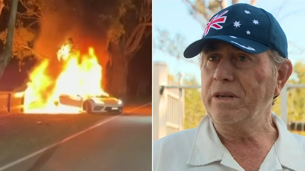 ‘Just full on flames’: Good Samaritan recounts saving luxury a car driver after a fiery crash in Western Sydney