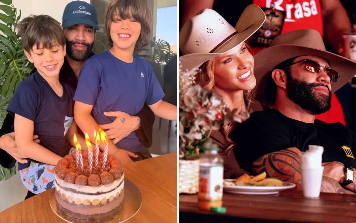 Andressa Suita mostra comemoração do aniversário de Gusttavo Lima com os filhos e se declara: 'Grande homem da minha vida'