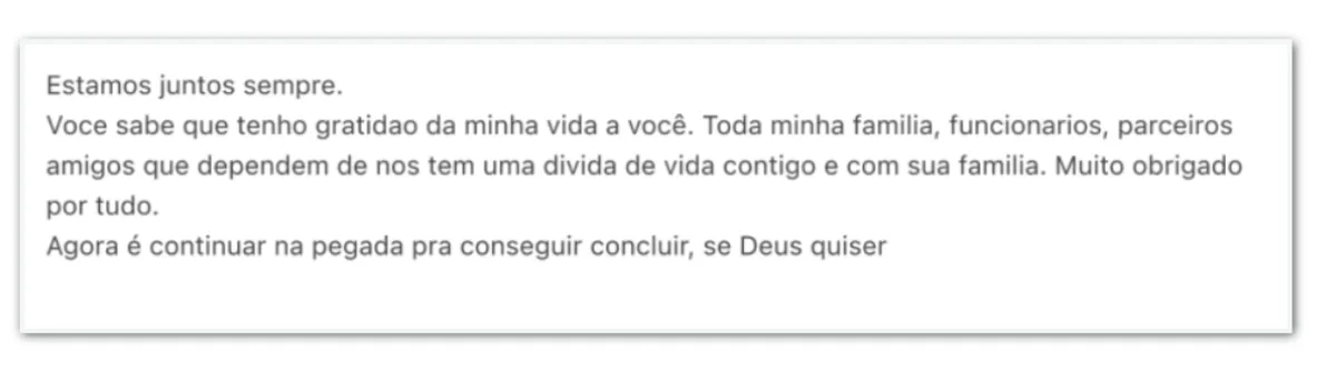 Vorcaro para Moraes: tenho “gratidão da minha vida a você”