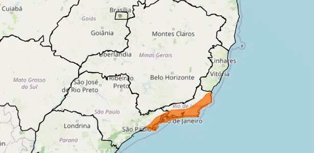 Inmet prevê ventos de até 100 km/h em cidades de SP e RJ