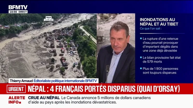 Crue au Népal et au Tibet: le ministère des Affaires étrangères confirme que 4 Français sont portés disparus