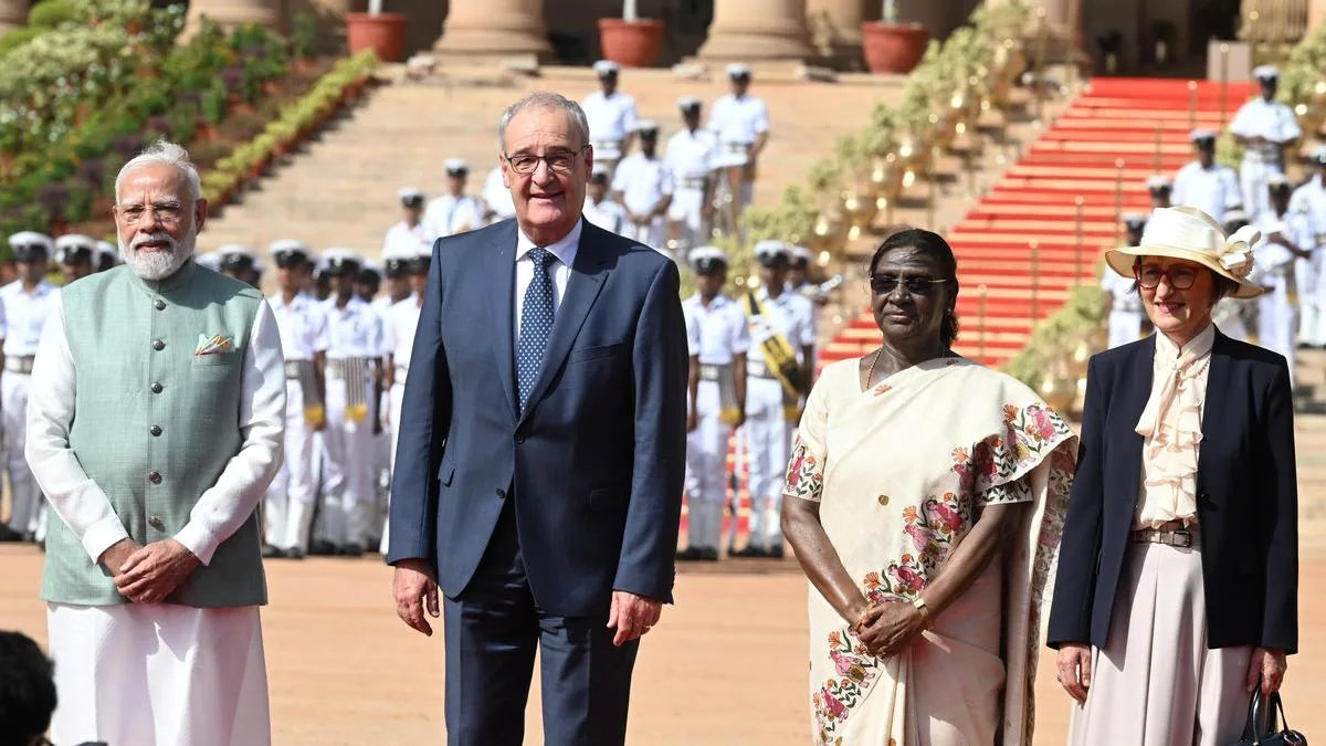 Swiss President Guy Parmelin receives Guard of Honour at Rashtrapati Bhavan