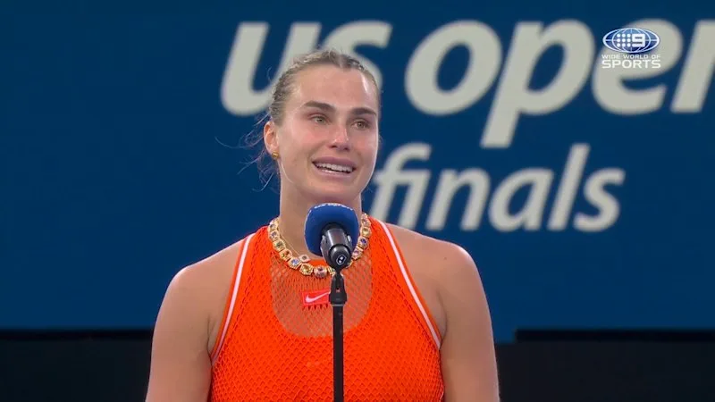 Sabalenka holds back tears after defeat