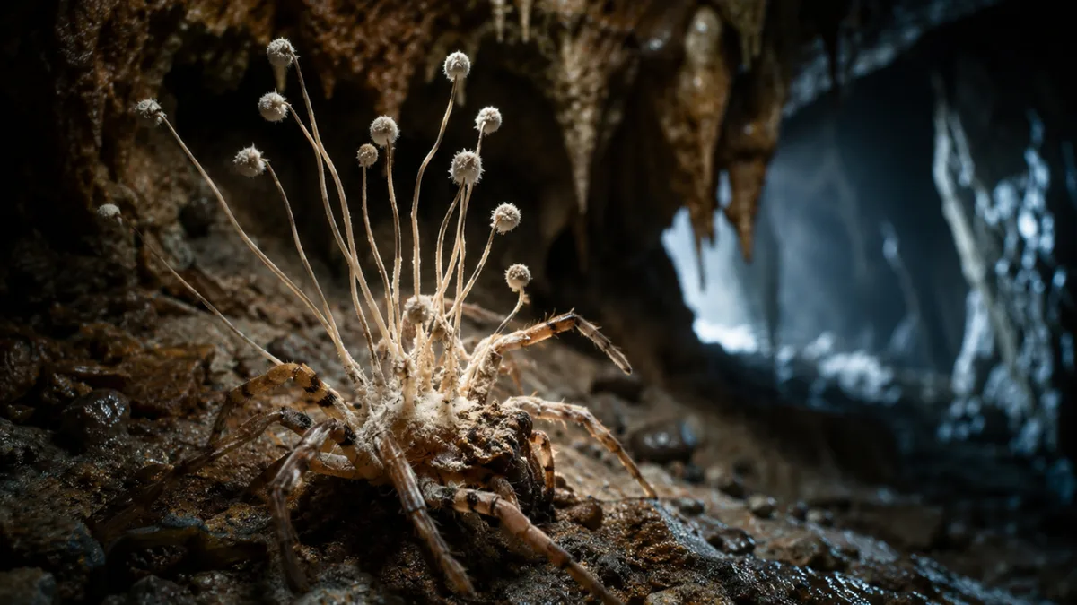 In 2025, scientists discovered a new "zombie" fungus in British caves that manipulates spiders
