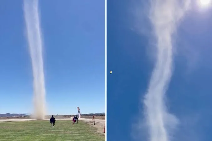 Parapentista se salvó de un peligroso remolino de polvo que atravesó una zona de aterrizaje en California