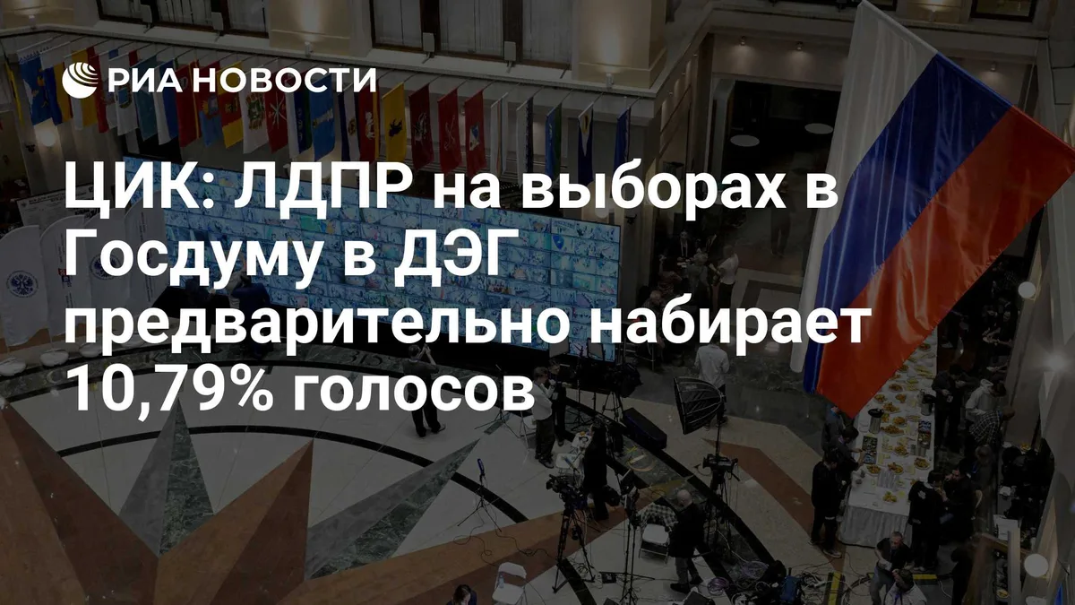 ЦИК: ЛДПР на выборах в Госдуму в ДЭГ предварительно набирает 10,79% голосов