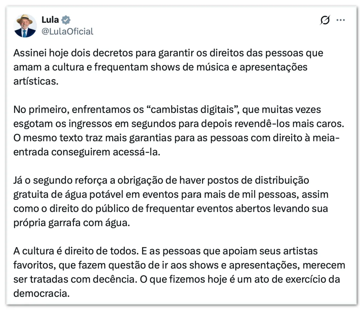 Governo publica novas regras para compra e revenda de ingressos