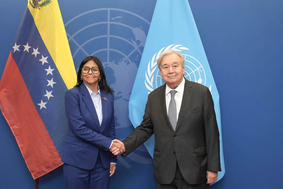 Delcy Rodríguez se reúne con el secretario general de la ONU durante su primera jornada diplomática en Nueva York