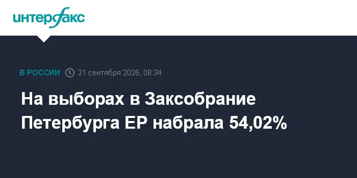 На выборах в Заксобрание Петербурга ЕР набрала 54,02%