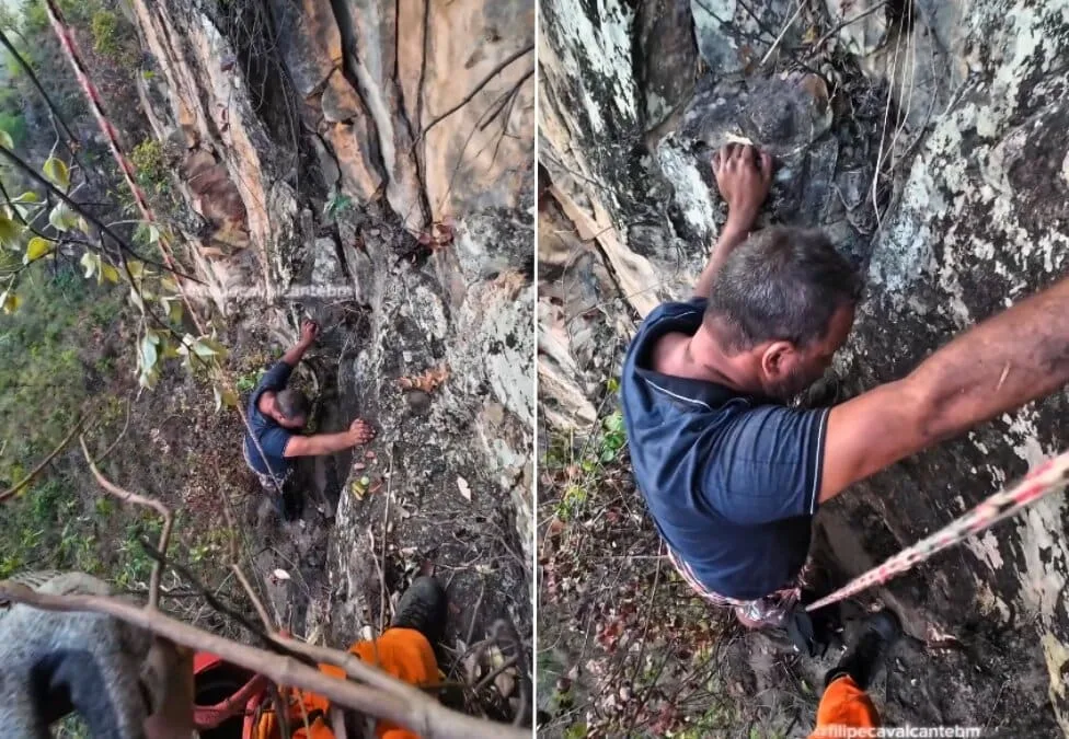 Turista escorrega ao tirar selfie e fica preso perto de precipício no TO