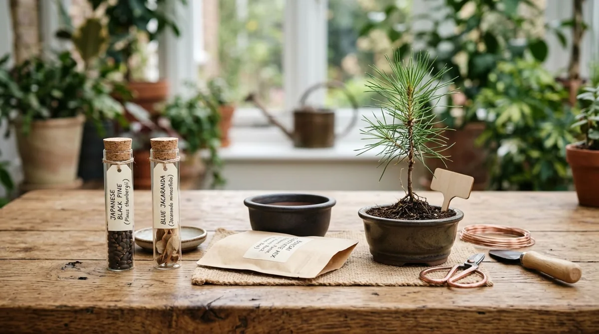 Monte kits completos de sementes para cultivar bonsai do zero e transforme conveniência em um produto de maior valor