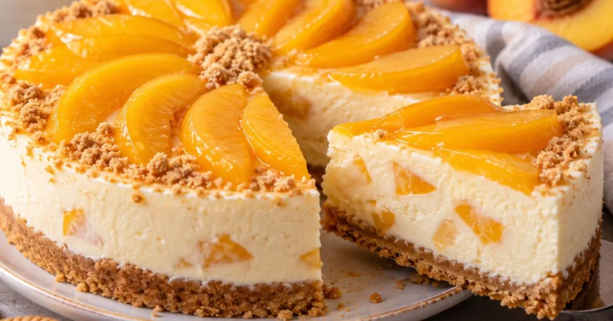 Tarta cremosa de melocotón y galletas: un postre fácil, fresco, delicioso y sin horno
