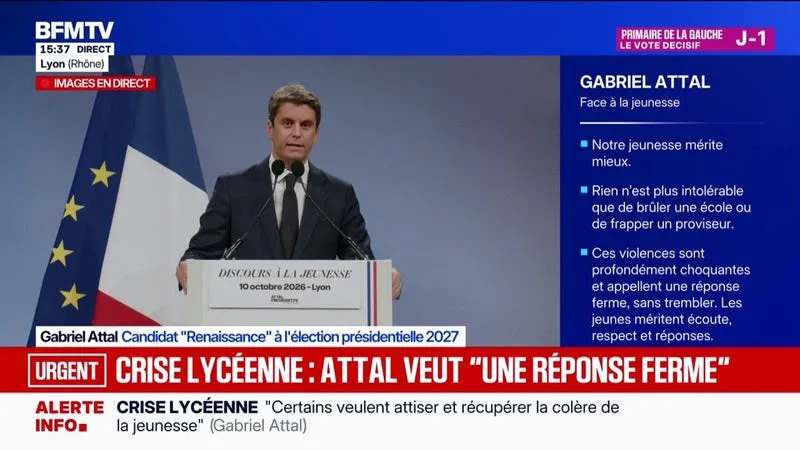 "Je veux que dans cinq ans, dans dix ans, la France ait enfin un temps d'avance", déclare Gabriel Attal, candidat "Renaissance" à la présidentielle