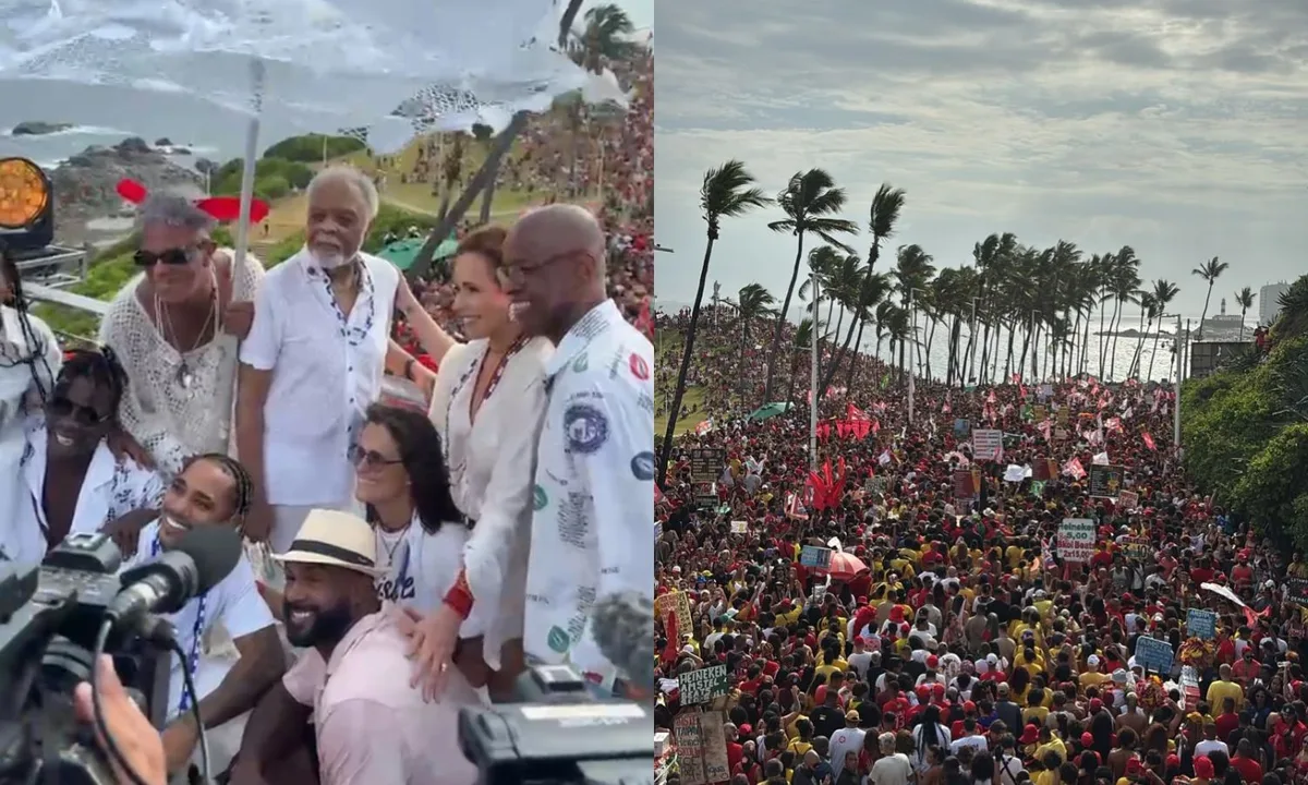 Apoiadores de Lula protestam em ato com Daniela Mercury, Gilberto Gil, Zélia Duncan, Liniker e outros artistas em Salvador
