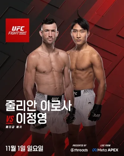 이정영, 1년 반 만에 UFC 출격…11월 1일 이로사와 대결