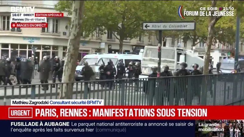 Mobilisation lycéenne: quelques tensions entre manifestants et policiers après l'ordre de dispersion à Rennes