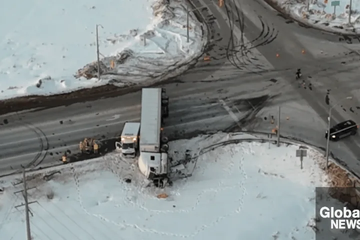 Ontario transport truck driver charged in collision with ambulance in Madoc