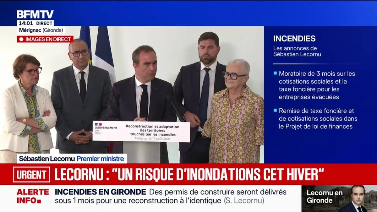 "Une catastrophe peut en annoncer une autre", alerte le Premier ministre Sébastien Lecornu, sur "le risque inondation pour l'hiver prochain" suite aux incendies.