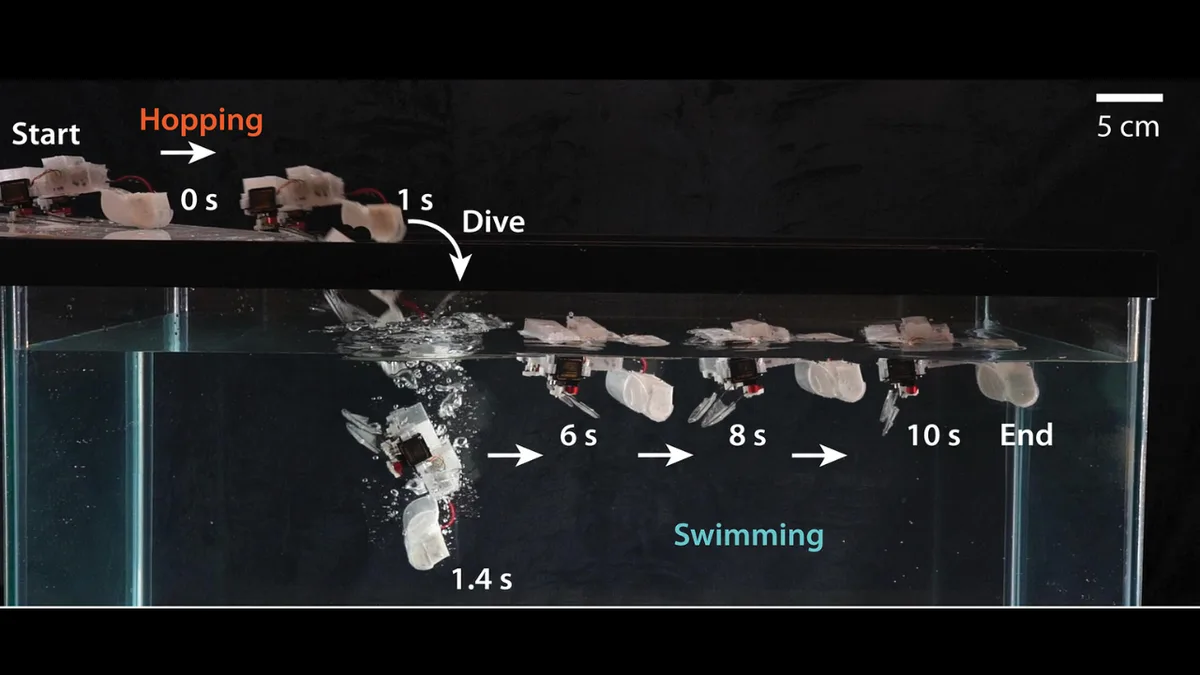 Scientists develop 98-gram hopping robot that climbs stairs, crosses six terrains and swims