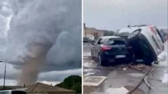 Moment tornado tears through southern France