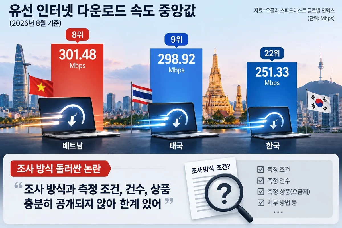 [비즈톡톡] 베트남·태국에 밀린 韓 유선 인터넷 속도… 세계 순위 22위 진실은