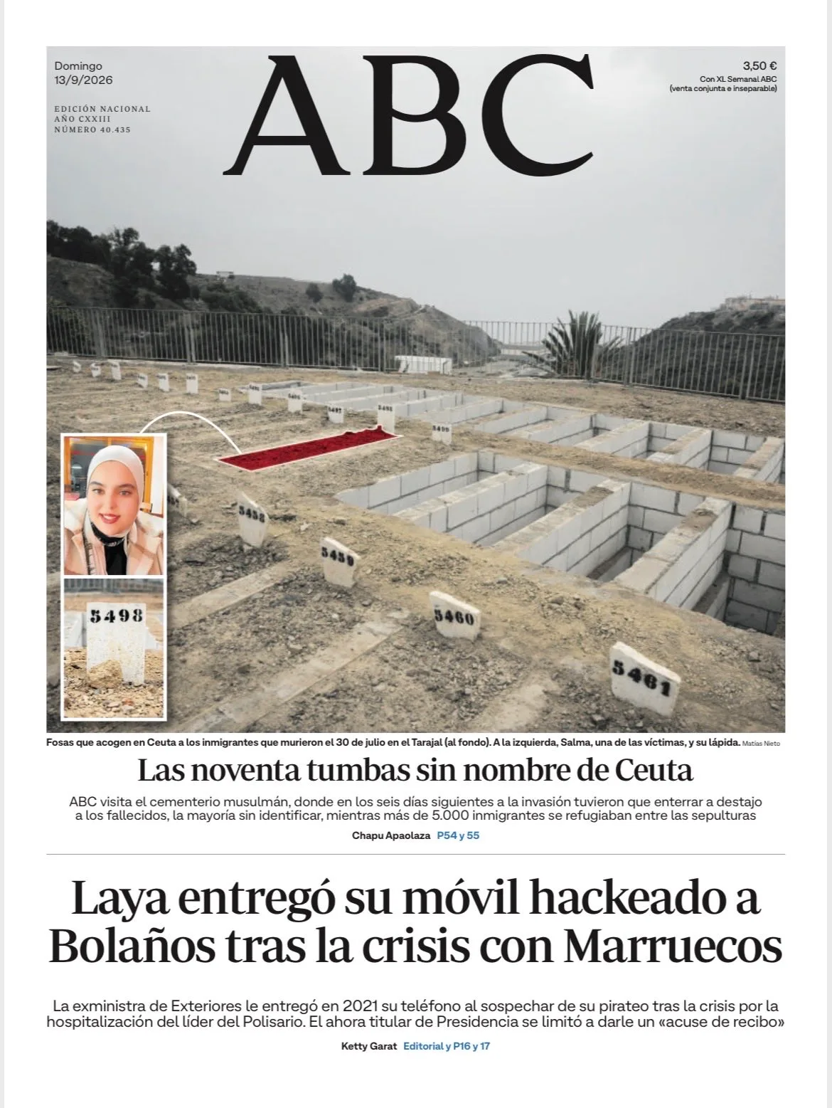 Portadas de la prensa internacional de este domingo 13 de septiembre de 2026