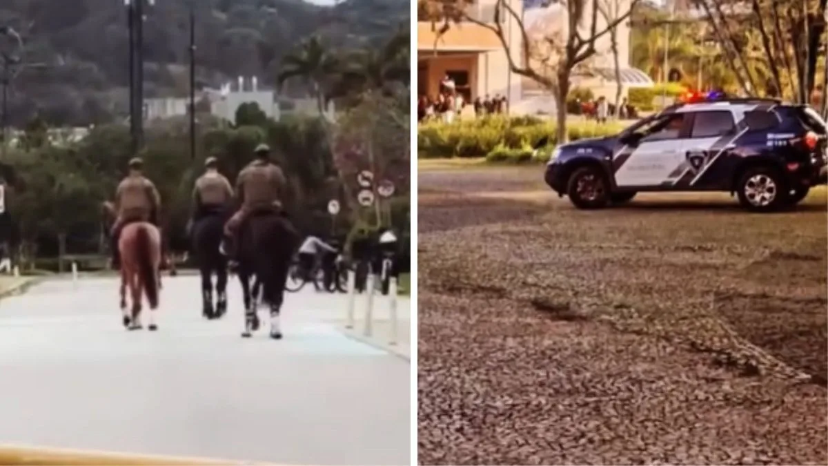 Polícia Militar e Guarda Municipal usam cavalaria e surpreende estudantes após início das aulas na UFSC